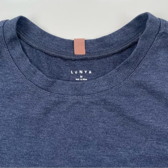 LUNYA Women's Heathered Blue Pima Cotton Crew Neck Long Sleeve Tee Size Small - Picture 3 of 7